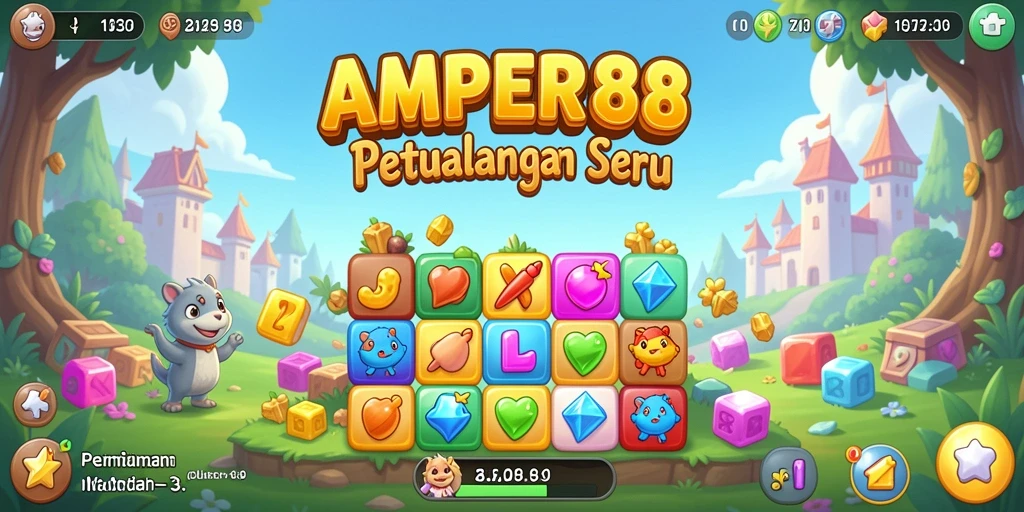 Tampilan gameplay <strong>AMPER88</strong> yang cerah dan penuh tantangan.