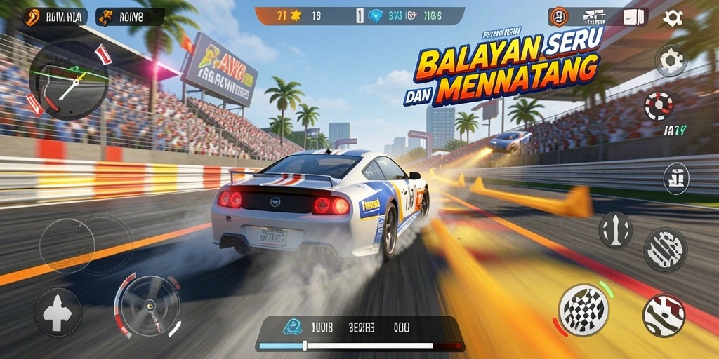 Gameplay seru di AW8 dengan aksi balapan yang mendebarkan.