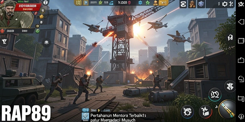 Tampilan gameplay menakjubkan dalam RAP89 dengan strategi Tower Defense yang menantang.