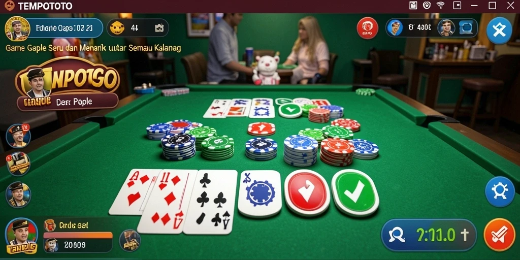 Screenshot utama TEMPOTOTO menampilkan gameplay Gaple yang seru.