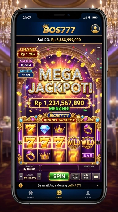 Screenshot tampilan utama aplikasi bos777.
